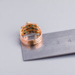 14ct Rose Gold Turquoise Three Row Harem Stacker Ring