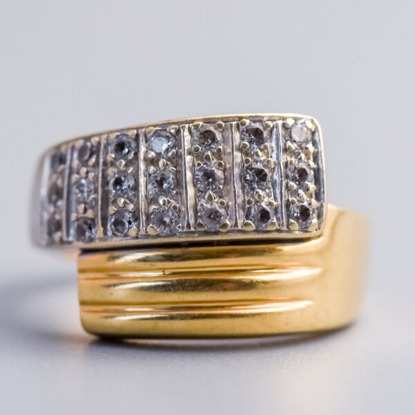 14ct Gold CZ Crossover Band