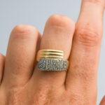 14ct Gold CZ Crossover Band