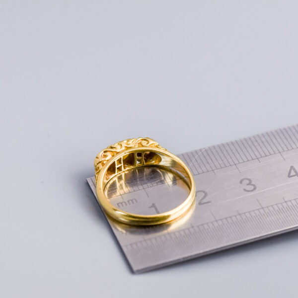 18ct Gold Opal & Diamond Carved Half Hoop Ring - Image 4