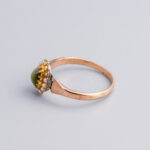 9ct Rose Gold Victorian Green Cat's Eye & Seed Pearl Cluster Ring