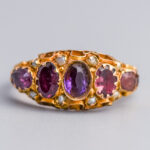 9ct Gold Edwardian Almandine Garnet & Seed Pearl Ring