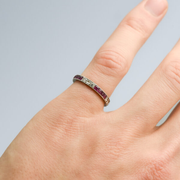 Platinum Ruby & Diamond Eternity Ring - Image 5