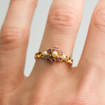 15ct Gold Victorian Ruby & Pearl Cluster Ring