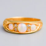 18ct Gold Edwardian Opal & Diamond Gypsy Ring