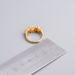 18ct Gold Opal & Diamond Carved Half Hoop Ring