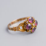 9ct Gold Victorian Almandine Garnet & Seed Pearl Cluster Ring