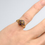 9ct Gold Victorian Almandine Garnet & Seed Pearl Cluster Ring
