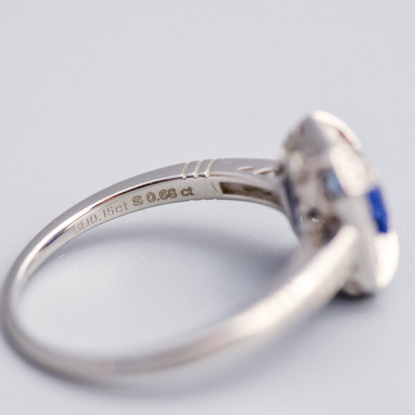 950 Platinum Art Deco Style Sapphire & Diamond Ring - Image 4