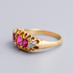 18ct Gold Edwardian Five Stone Ruby & Diamond Ring