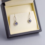 18ct Gold Sapphire & Diamond Dangly Earrings