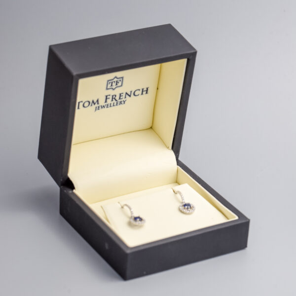 18ct Gold Sapphire & Diamond Dangly Earrings - Image 2