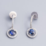 18ct Gold Sapphire & Diamond Dangly Earrings