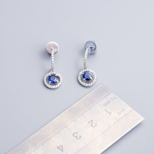 18ct Gold Sapphire & Diamond Dangly Earrings - Image 5