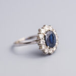 18ct White Gold Sapphire & Diamond Cluster Ring
