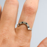 18ct White Gold Sapphire & Diamond Curved Ring