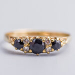 9ct Gold Sapphire & CZ Half Hoop Ring