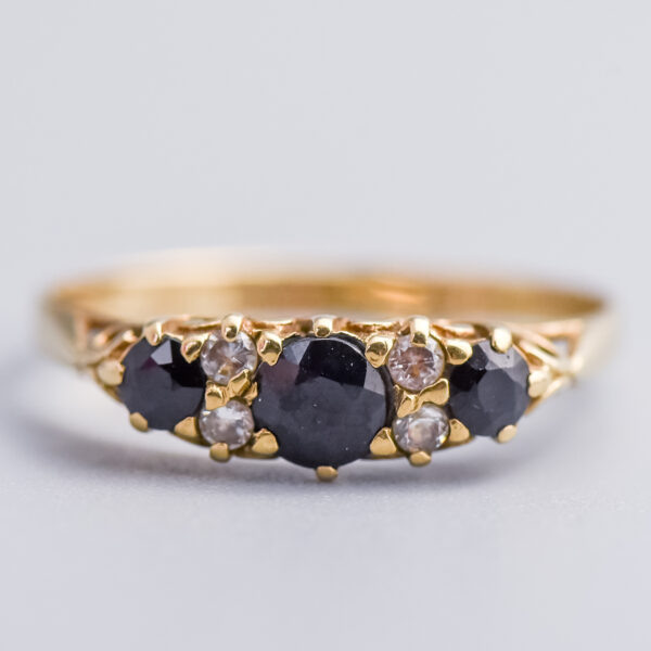 9ct Gold Sapphire & CZ Half Hoop Ring