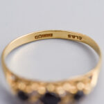 9ct Gold Sapphire & CZ Half Hoop Ring