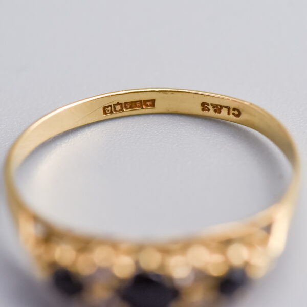 9ct Gold Sapphire & CZ Half Hoop Ring - Image 3