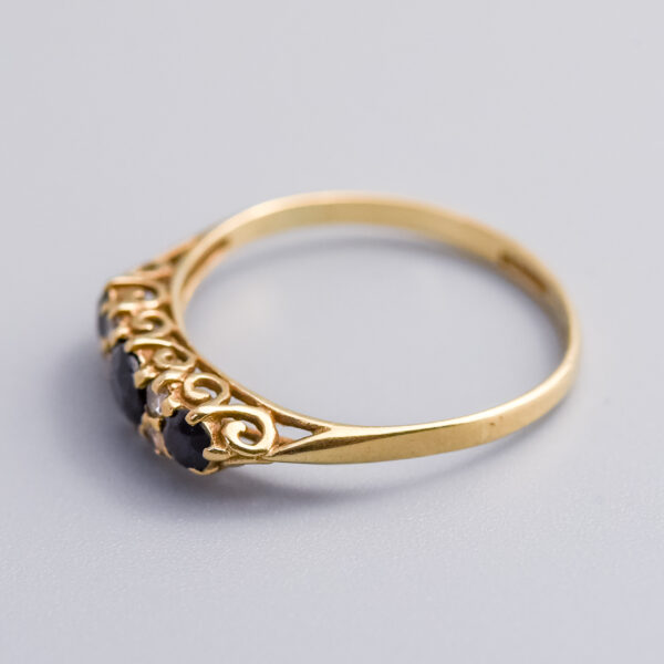9ct Gold Sapphire & CZ Half Hoop Ring - Image 4