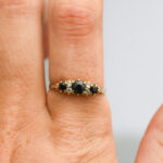 9ct Gold Sapphire & CZ Half Hoop Ring