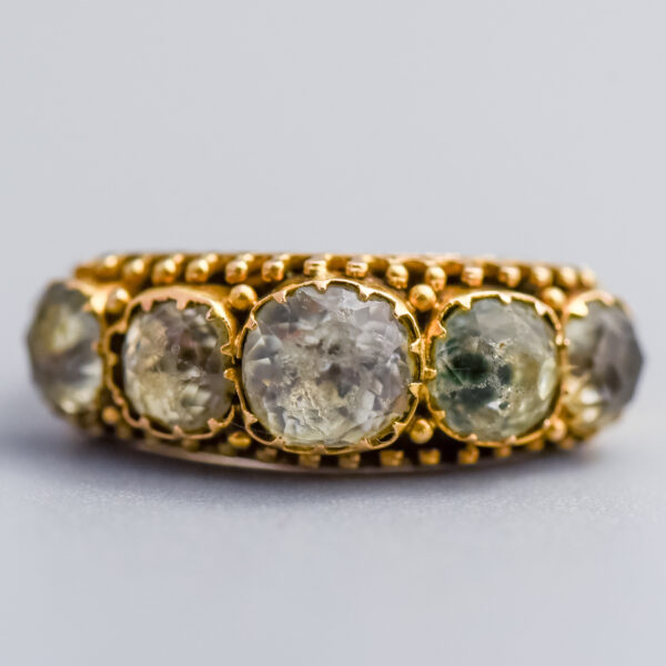 15ct Gold Antique Georgian Five Stone White Paste Ring