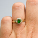 9ct Gold Chrome Diopside & Diamond Ring