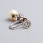 9ct White Gold Faux Pearl & CZ Dangly Earrings