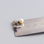 9ct White Gold Faux Pearl & CZ Dangly Earrings