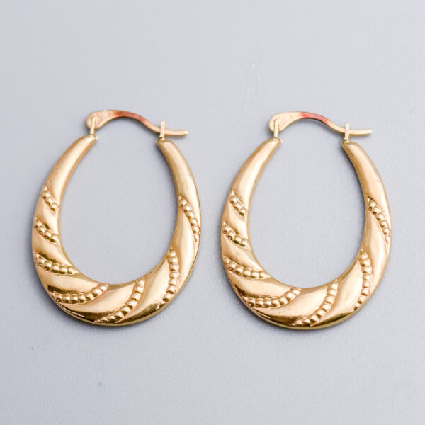 9ct Gold Twisted Oval Hoop Earrings