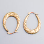 9ct Gold Twisted Oval Hoop Earrings