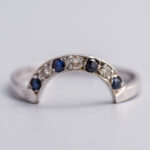 18ct White Gold Sapphire & Diamond Curved Ring