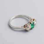 Platinum Antique Emerald & Diamond Ring