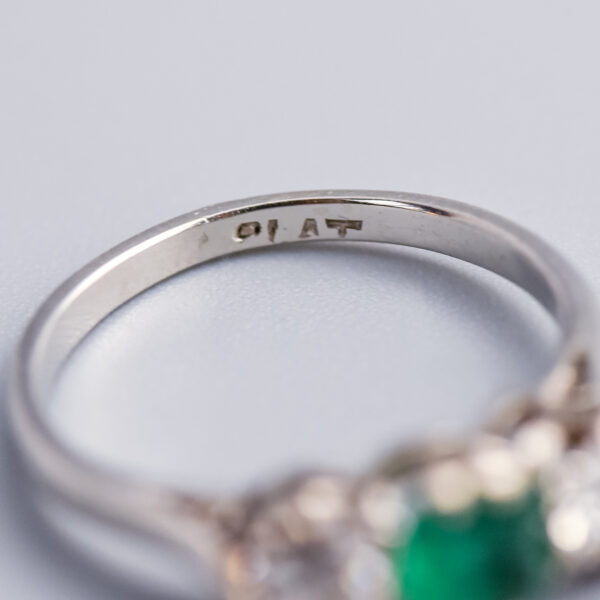 Platinum Antique Emerald & Diamond Ring - Image 3