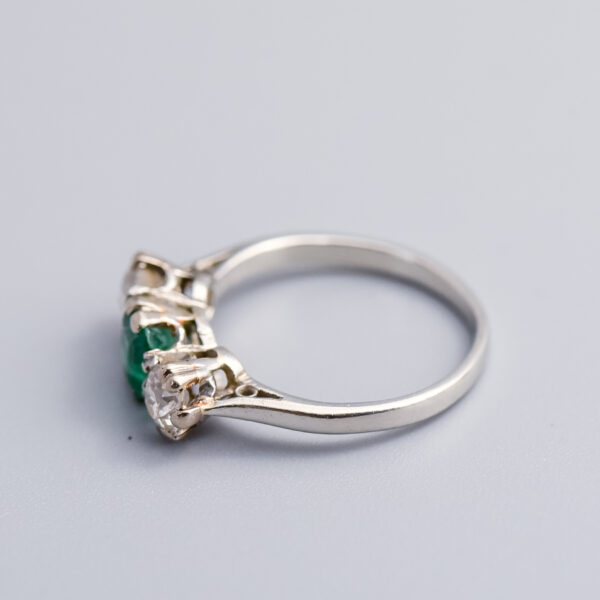 Platinum Antique Emerald & Diamond Ring - Image 4