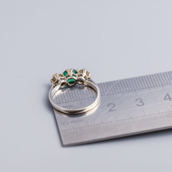 Platinum Antique Emerald & Diamond Ring - Image 5