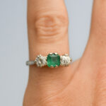 Platinum Antique Emerald & Diamond Ring