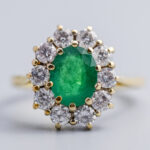 18ct Gold Emerald & Diamond Cluster Ring