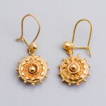 9ct Gold Etruscan Revival Dangly Earrings