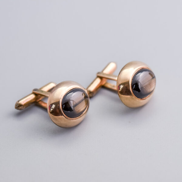 9ct Gold Grey Star Sapphire Cufflinks - Image 2