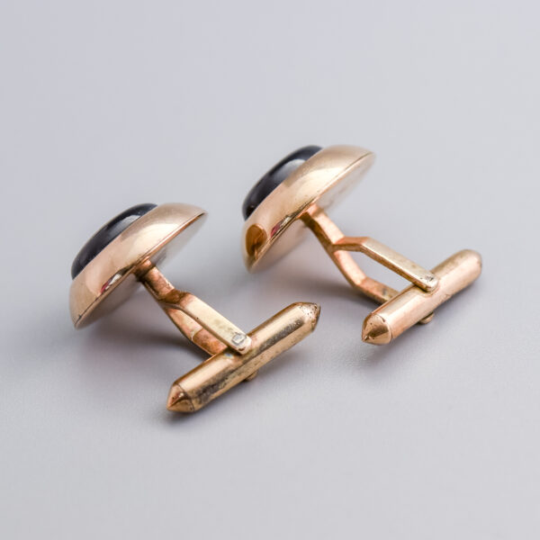 9ct Gold Grey Star Sapphire Cufflinks - Image 3