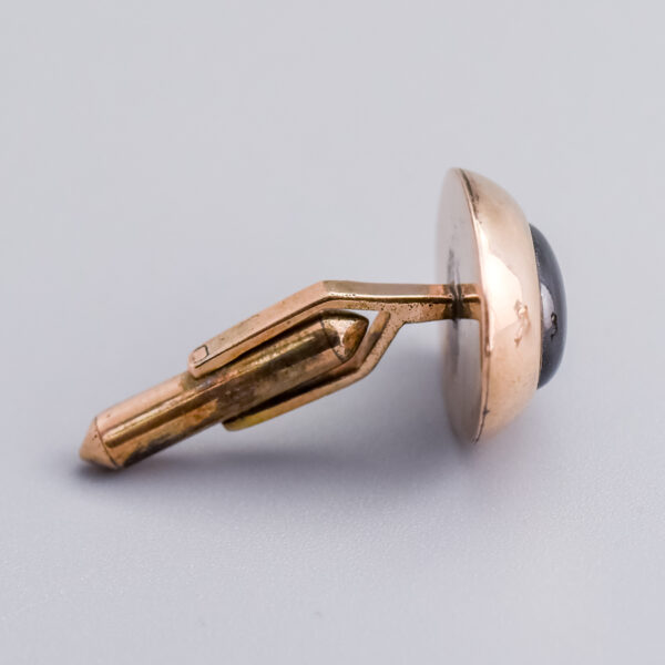 9ct Gold Grey Star Sapphire Cufflinks - Image 4