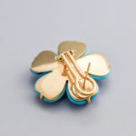 18ct Gold Turquoise & CZ Flower Earrings