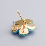 18ct Gold Turquoise & CZ Flower Earrings