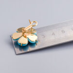 18ct Gold Turquoise & CZ Flower Earrings