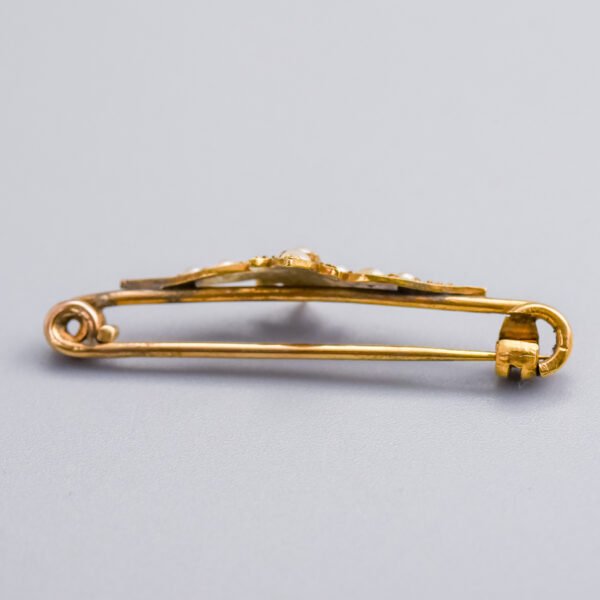 9ct Gold Victorian Starburst Seed Pearl Brooch - Image 3