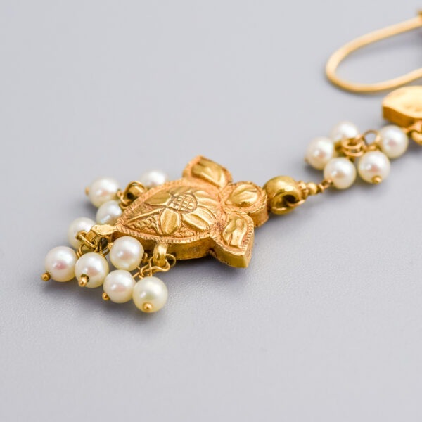 18ct Gold Antique Multi-Gemstone Cluster Drop Earrings - Image 6