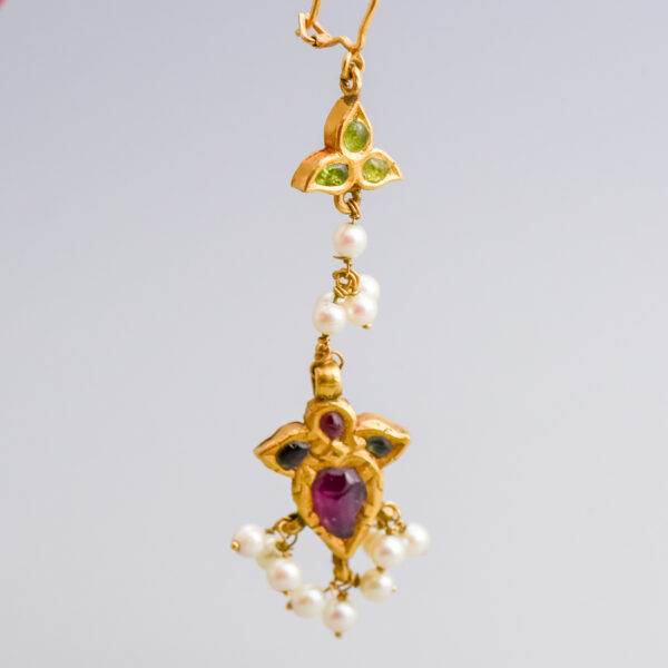 18ct Gold Antique Multi-Gemstone Cluster Drop Earrings - Image 8