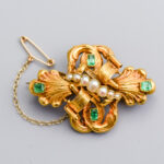 18ct Gold Victorian Pearl & Emerald Brooch